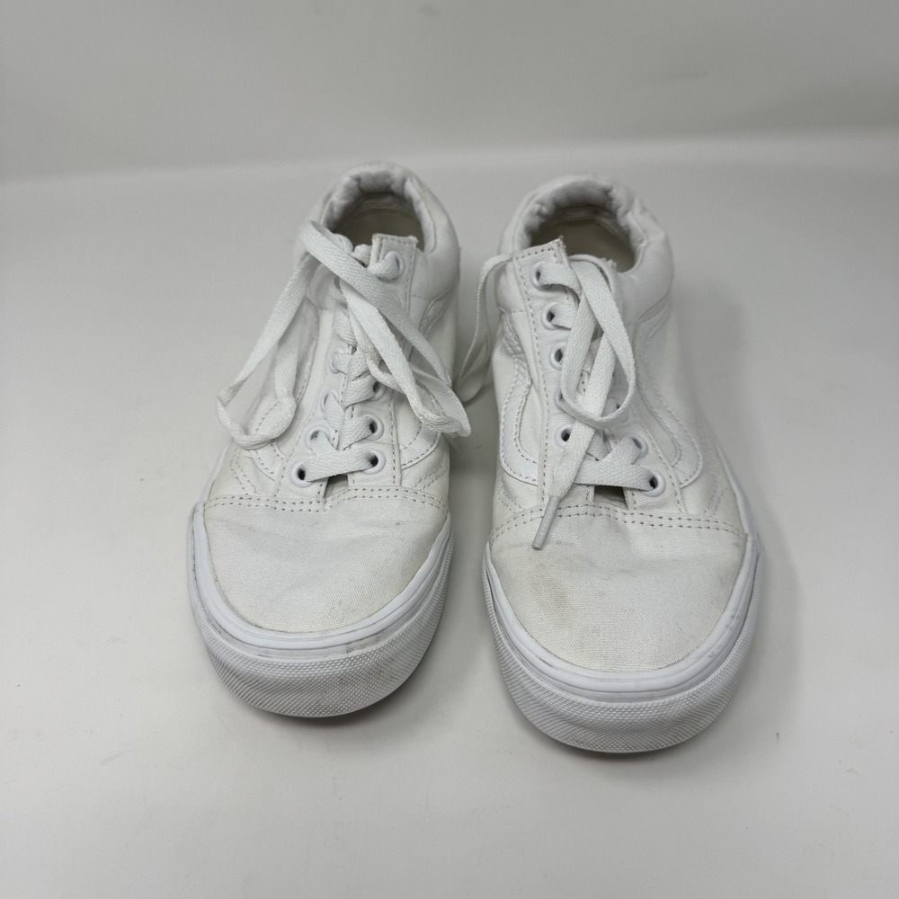 Vans Old Skool Shoes Mens Size 6 White Canvas Low‎ Top Casual Skate Sneakers